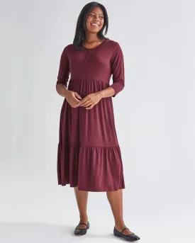 Essential Maternity Midi Dress in Burgundy