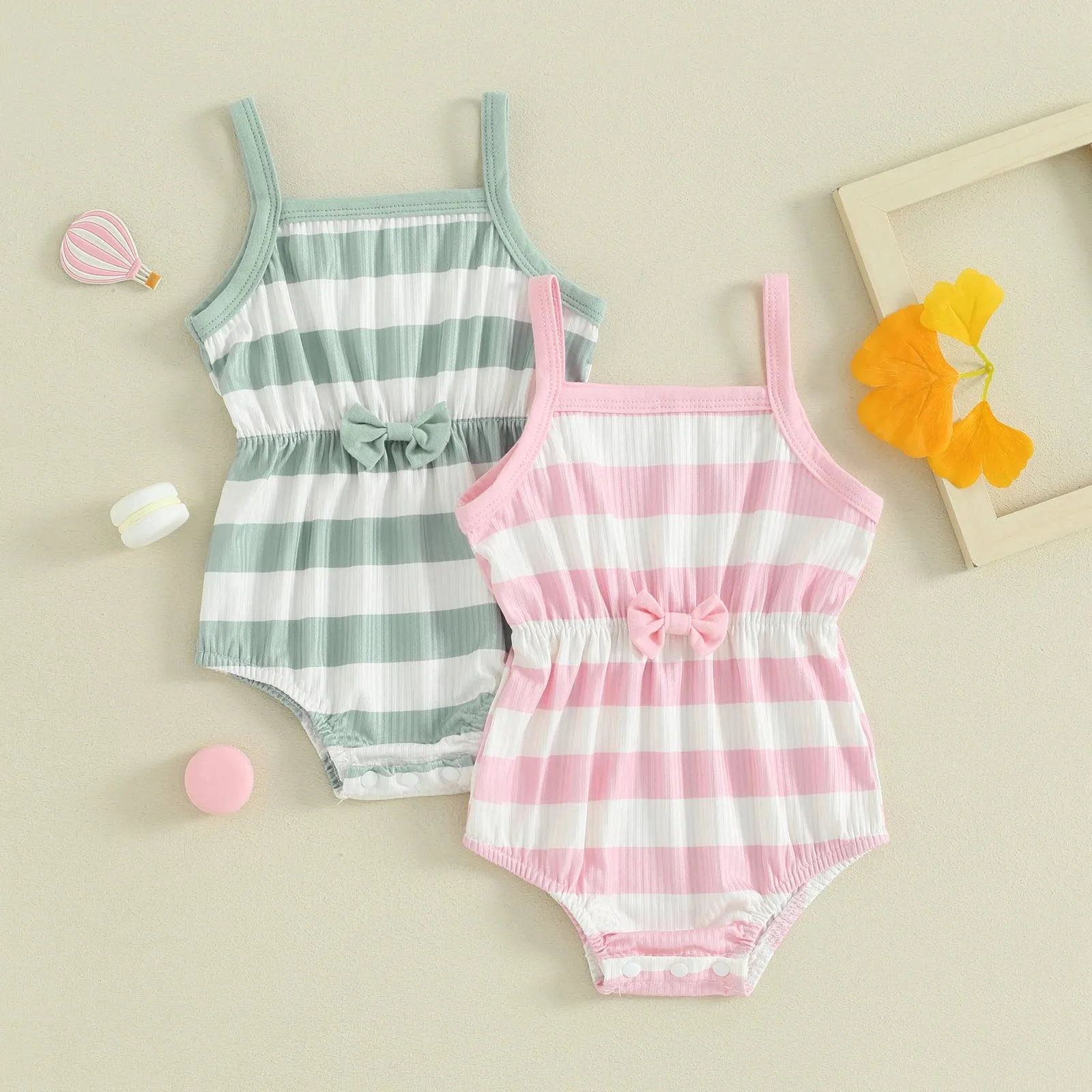 ESTHER Striped Bowtie Romper