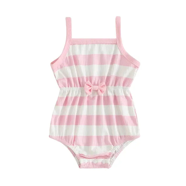 ESTHER Striped Bowtie Romper