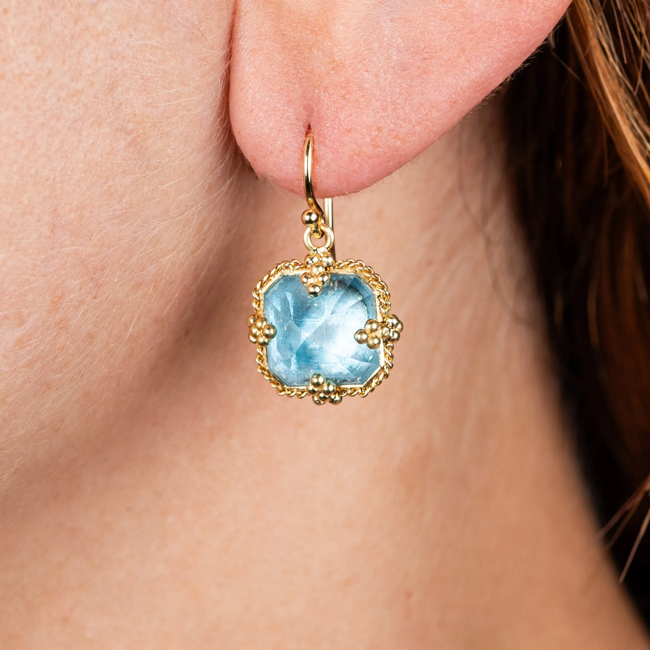 Faceted Blue Topaz Earrings