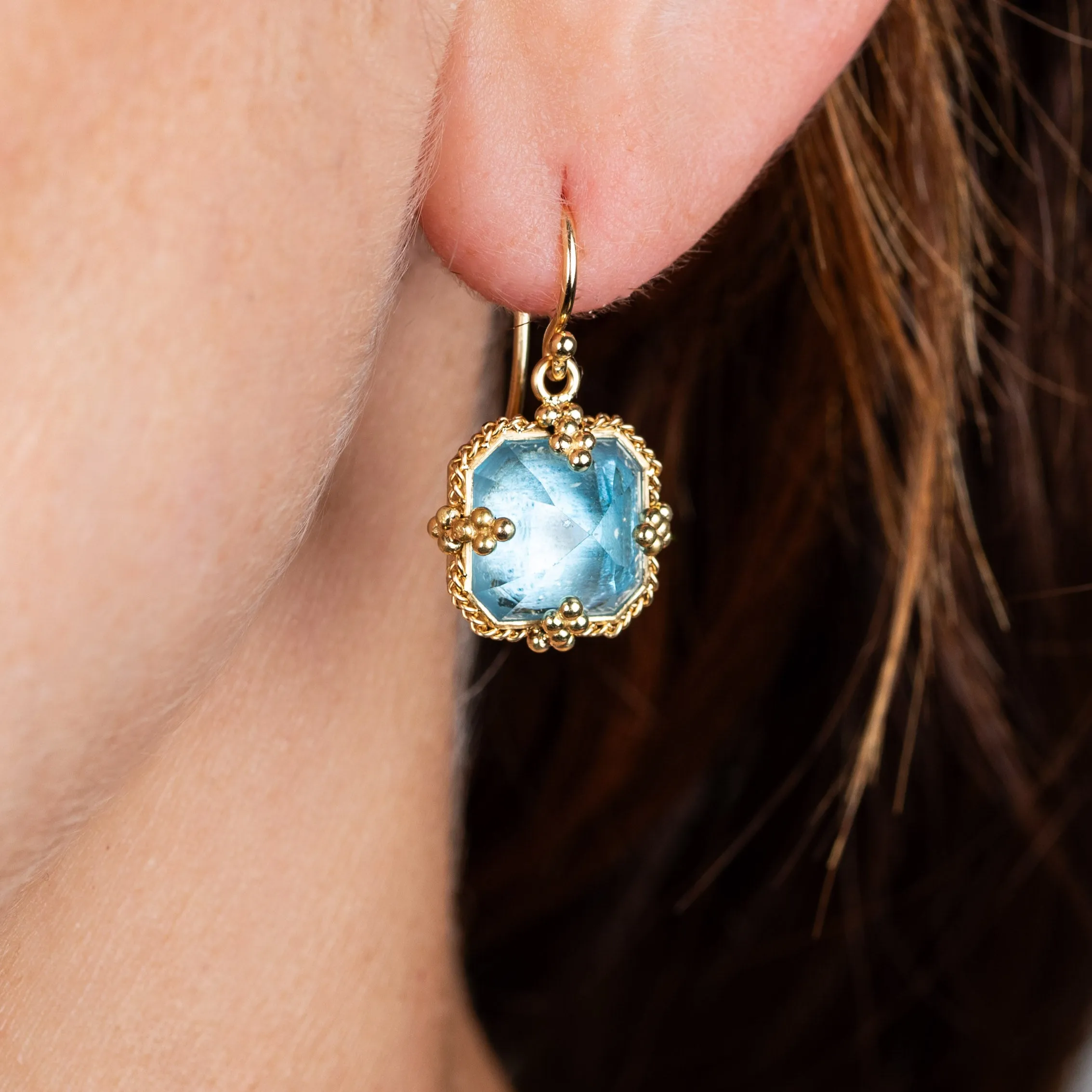 Faceted Blue Topaz Earrings