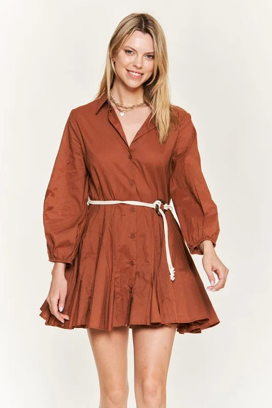 Flared Button Down Shirt Dress