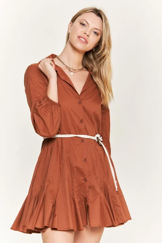 Flared Button Down Shirt Dress