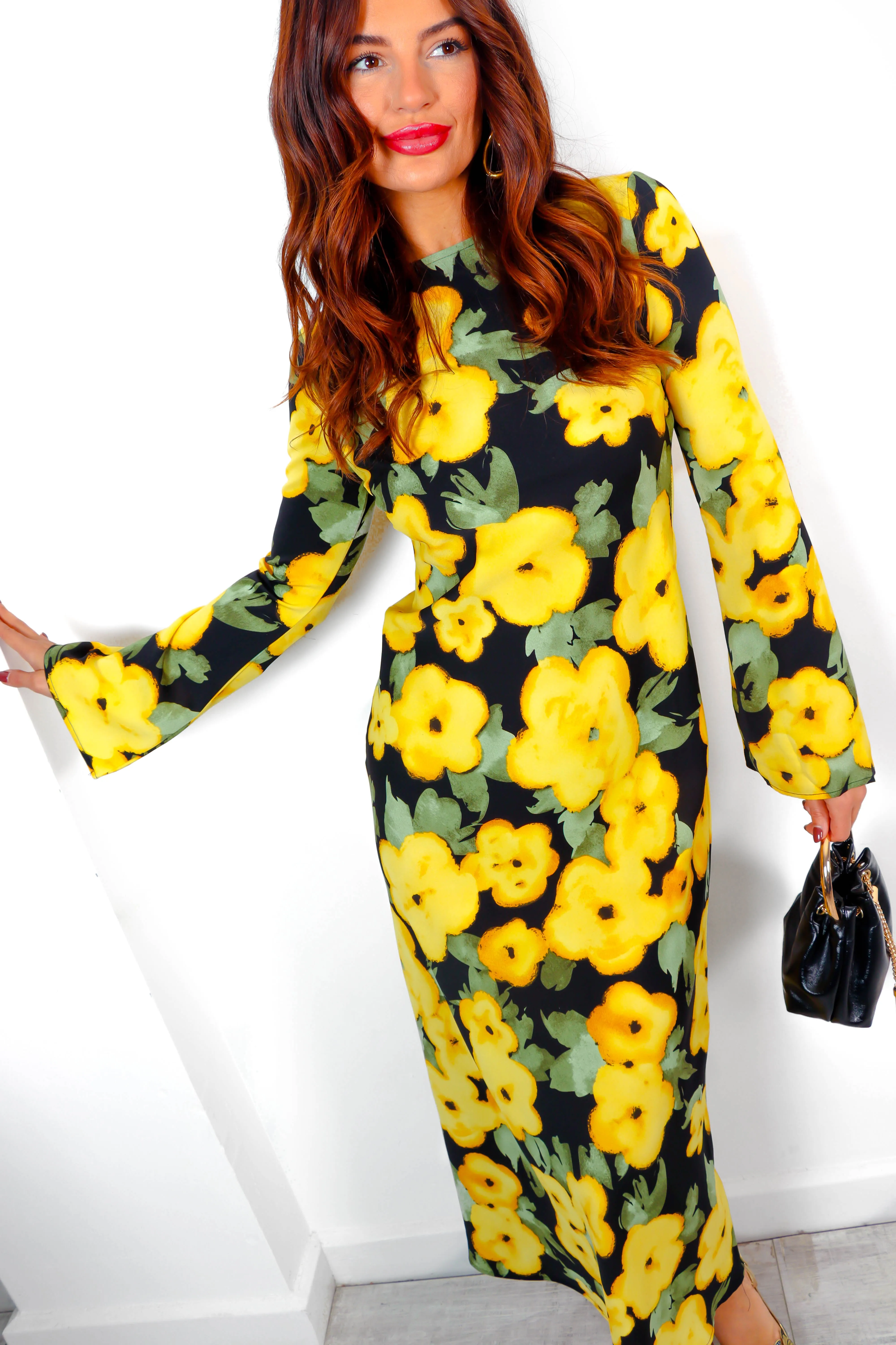 Floral About Me - Black Yellow Floral Maxi Dress