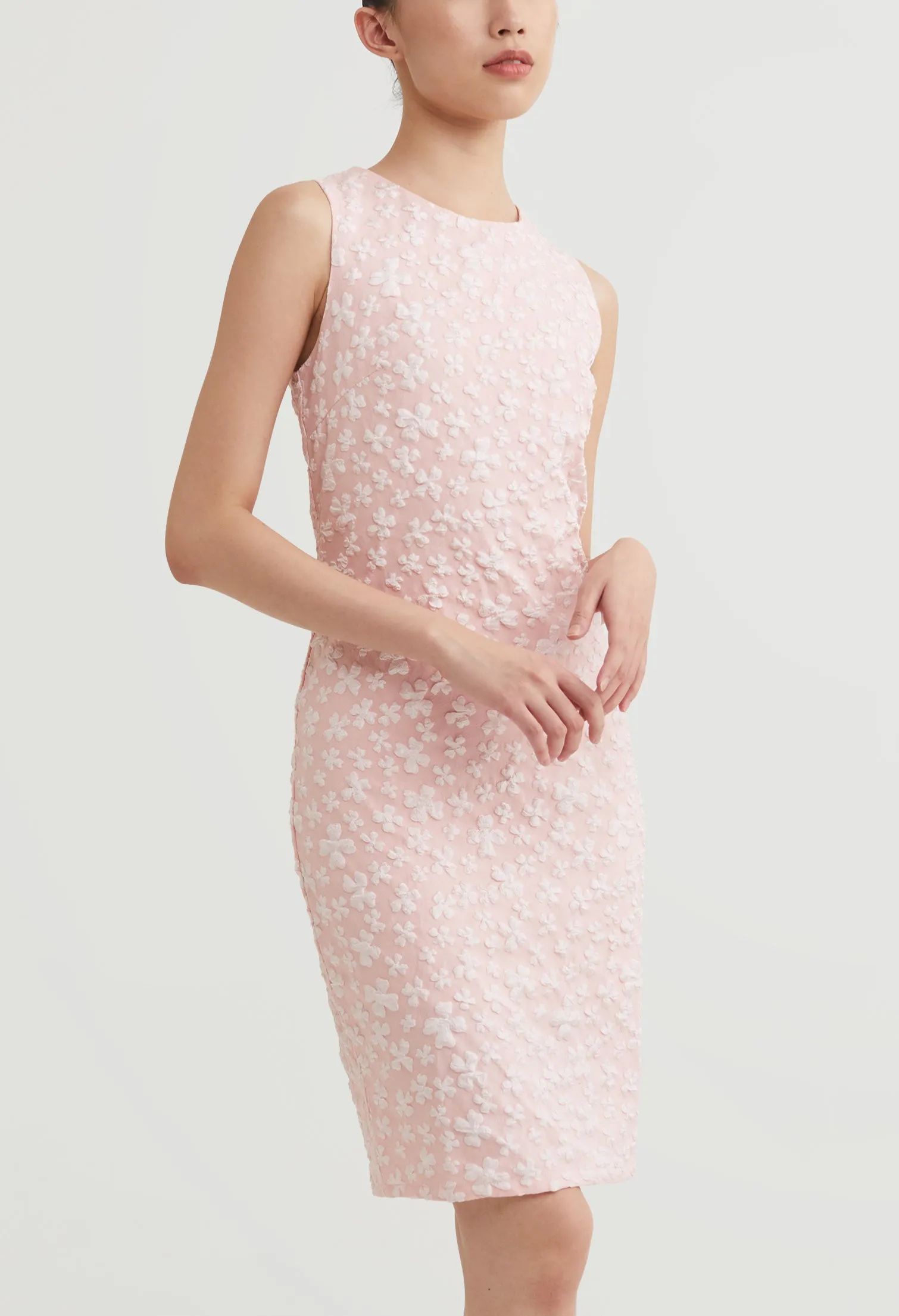 Floral Embossed Jacquard Midi Dress