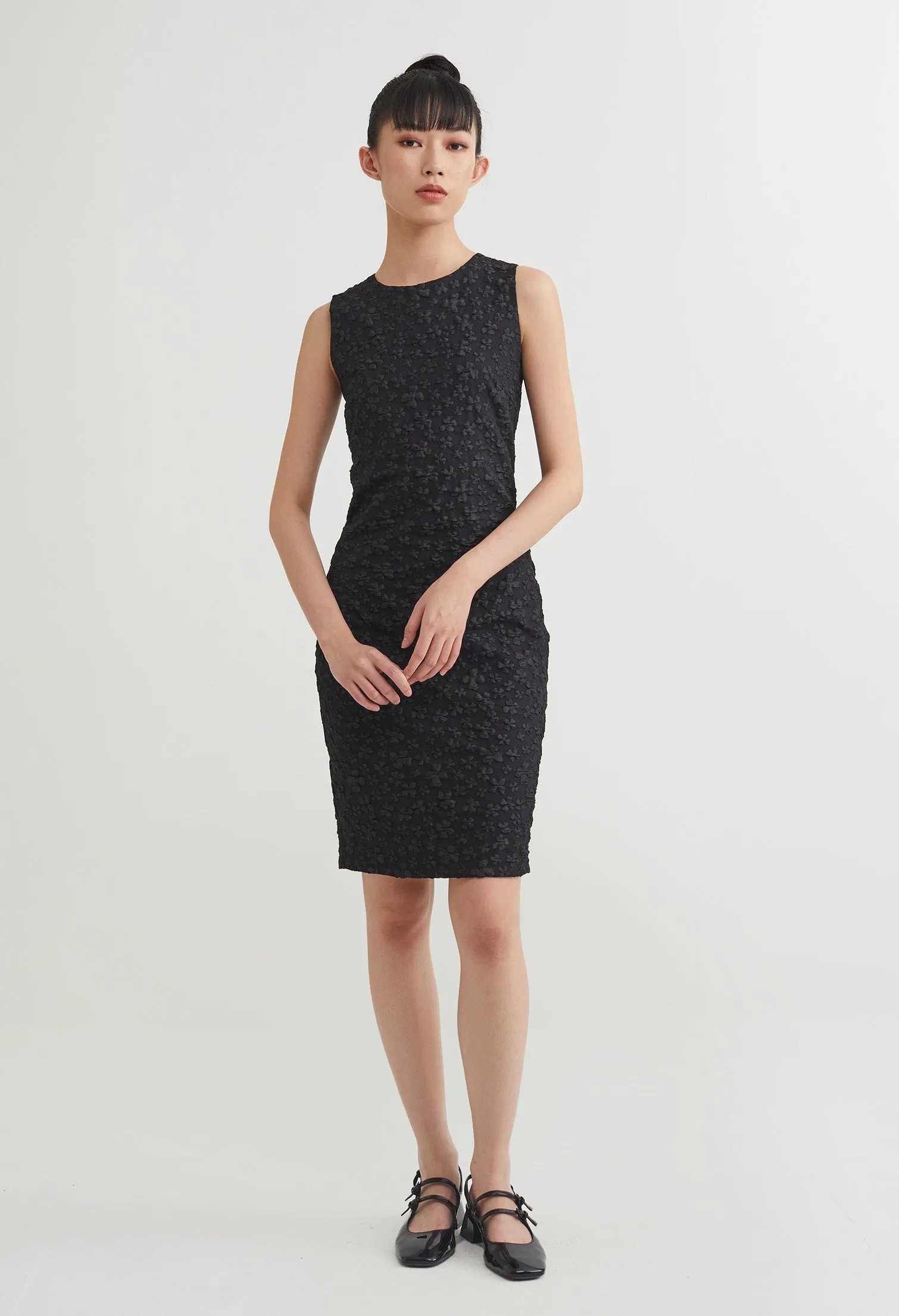 Floral Embossed Jacquard Midi Dress