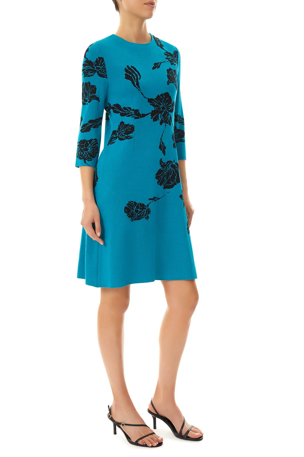 Floral Fit-and-Flare Soft Knit Dress