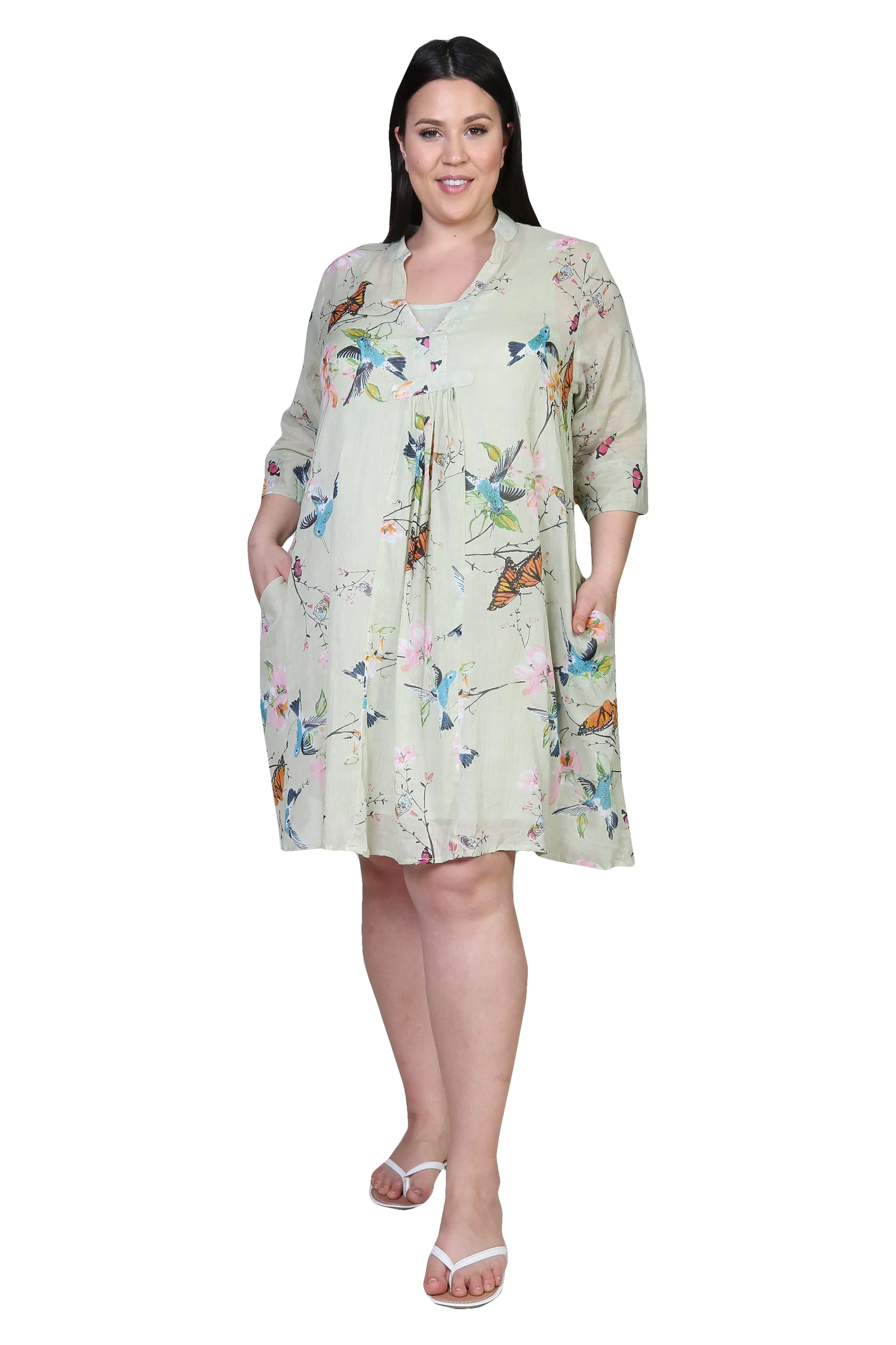 Floral Hummingbird Plus Size Sundress