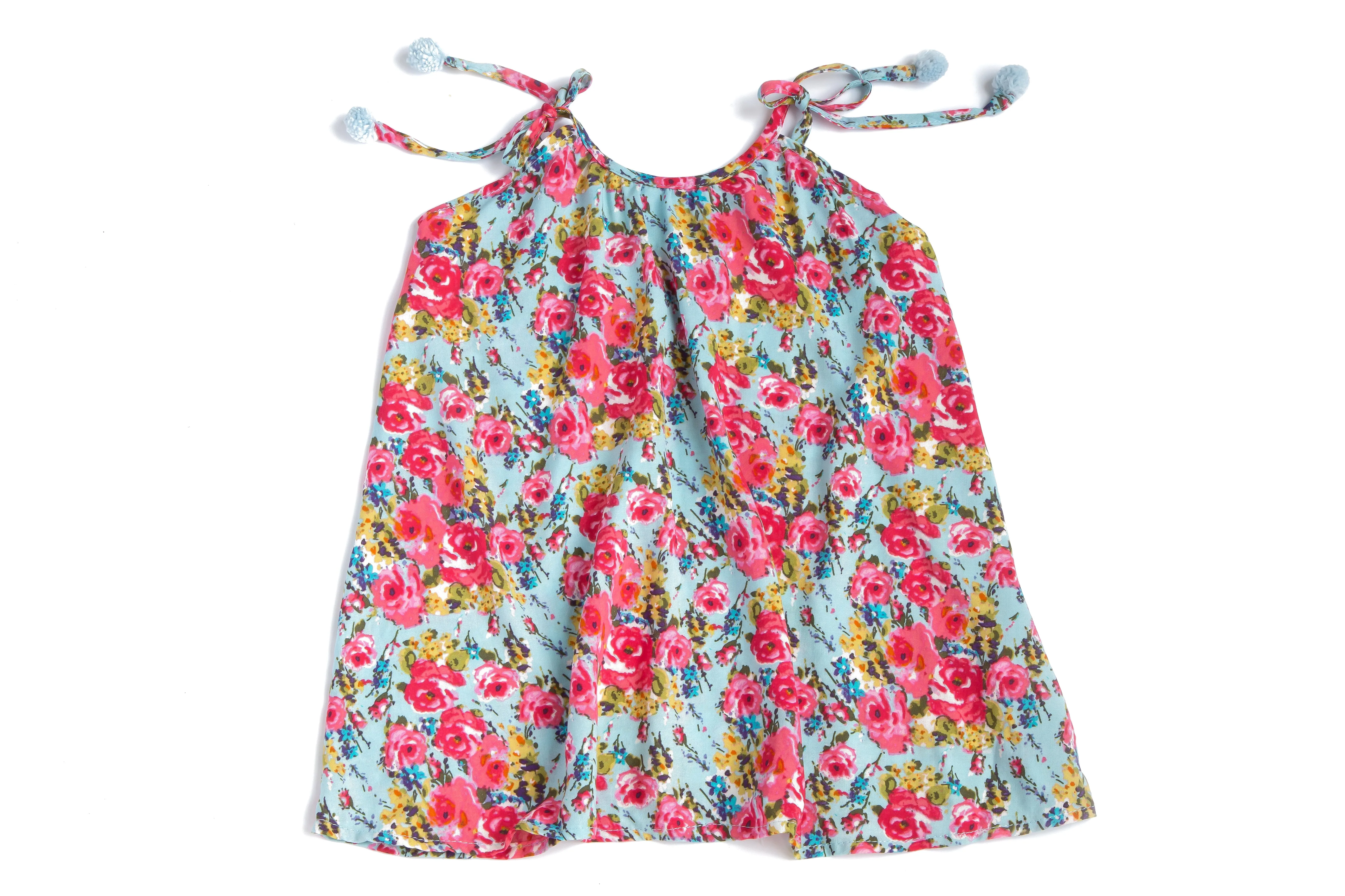 Floral Pom Pom Dress for Toddler Girls