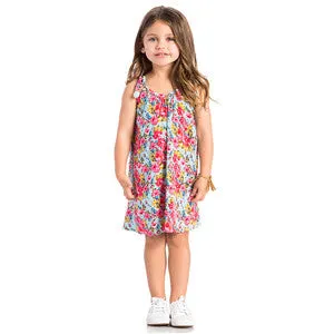 Floral Pom Pom Dress for Toddler Girls