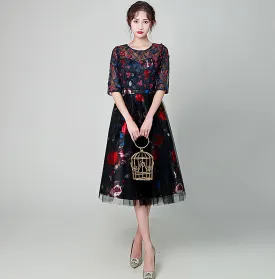 Floral Print Midi Elegant Dress