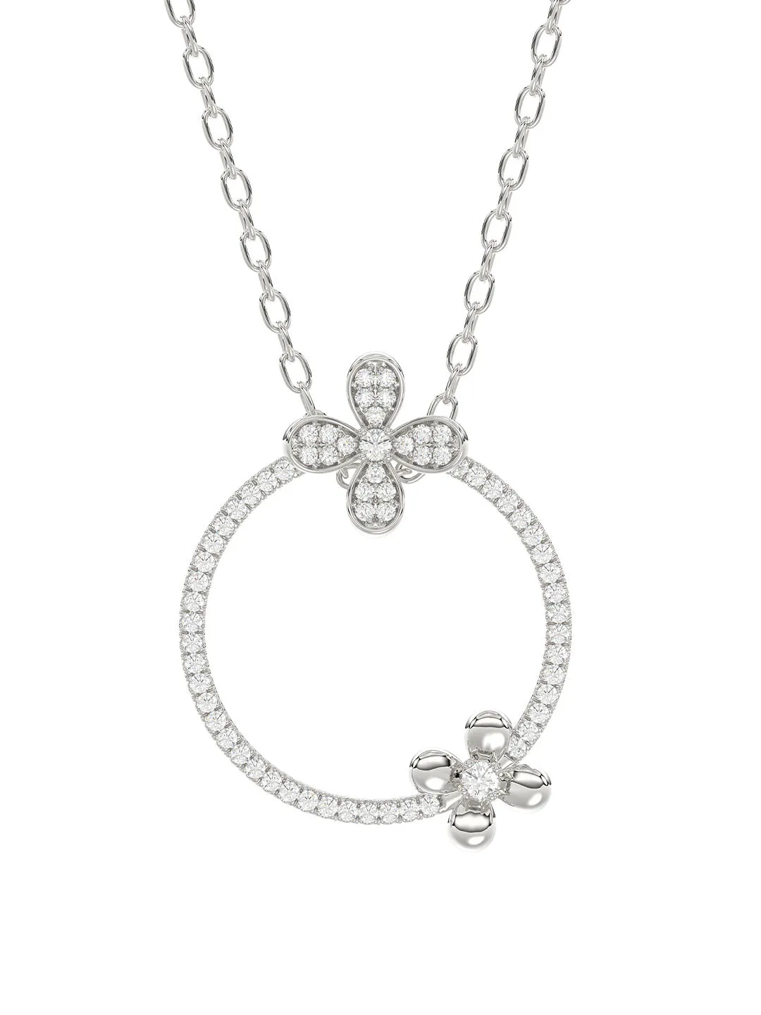 Floral White Gold Pendant Necklace