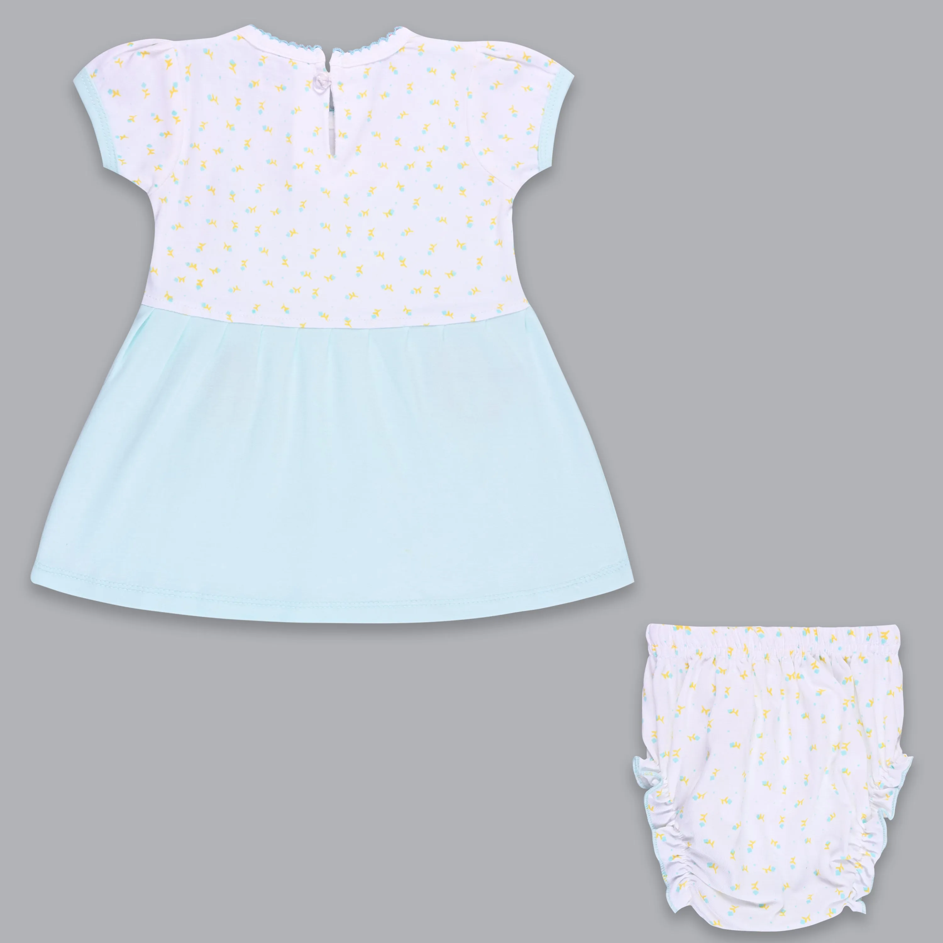 Girls Embroidered With Polka Print Frock Dress Comes With Brief.