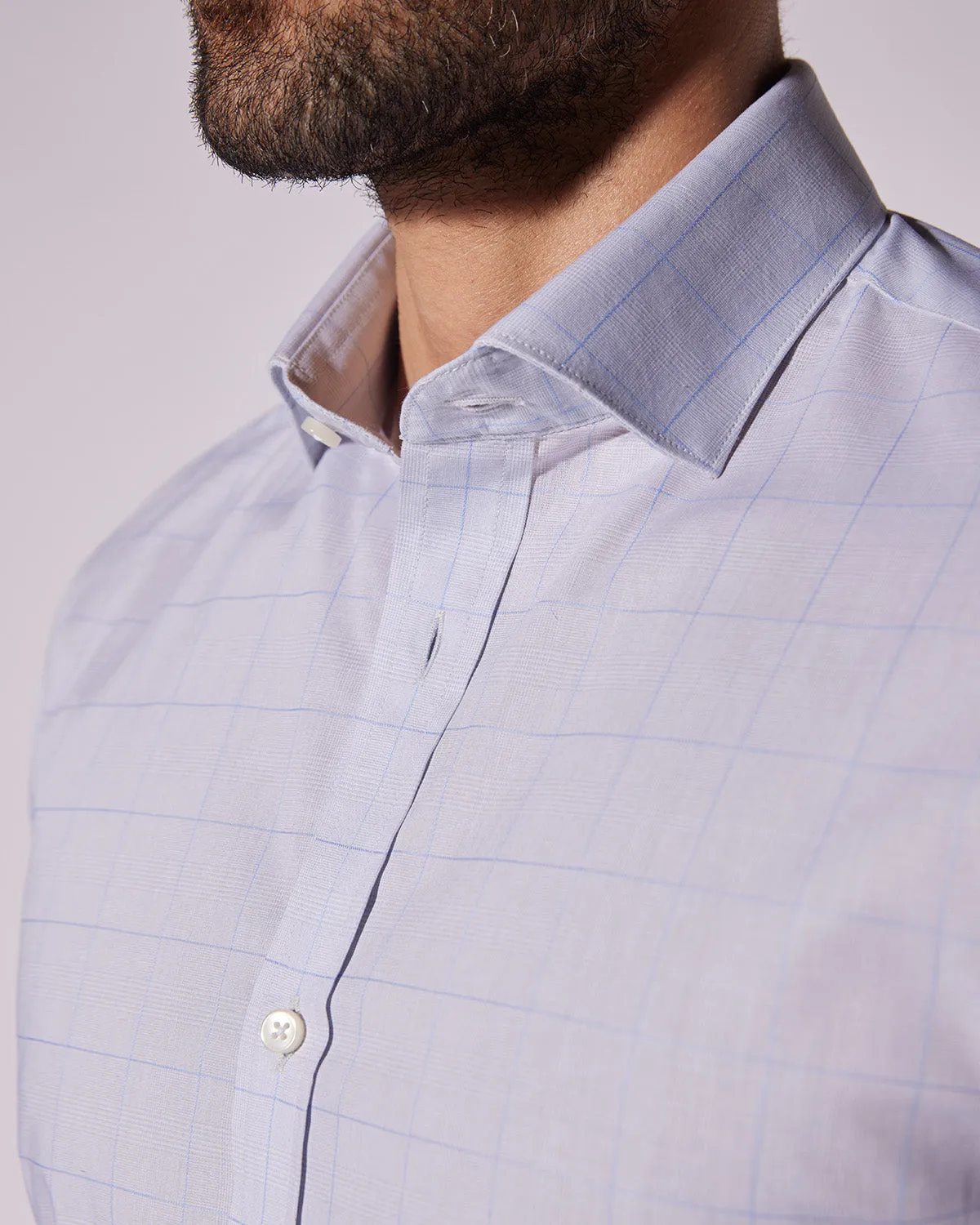 Glen Plaid Checked Shirt - Grey