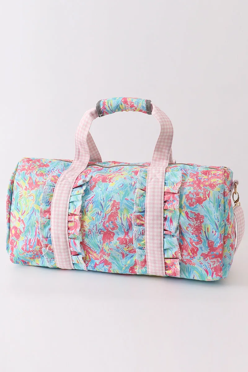 Green floral travel bag