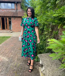 Green Leopard Kate Midi Dress