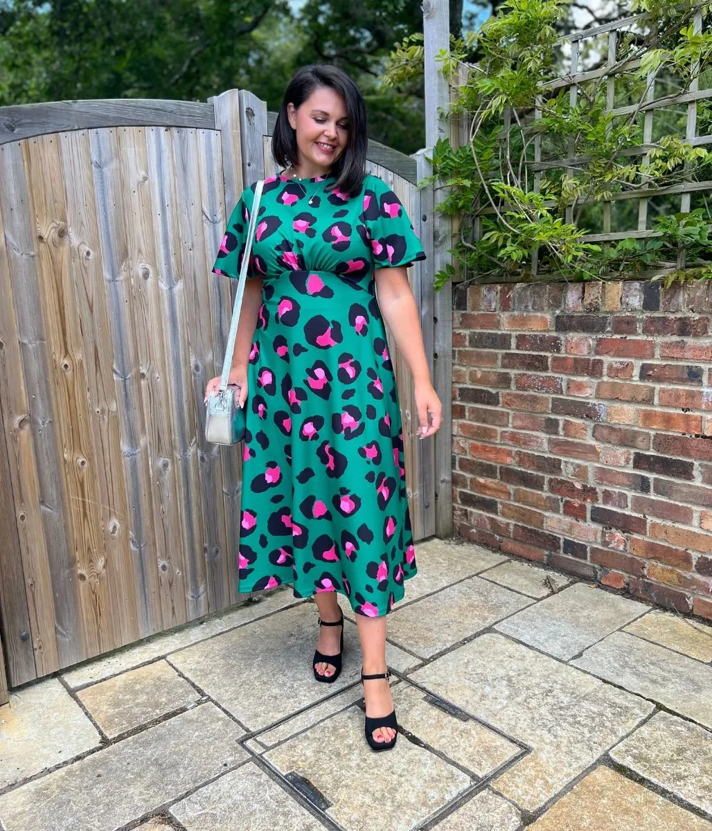 Green Leopard Kate Midi Dress