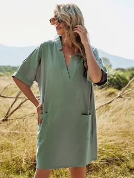 Jamie Oversize Shift Dress - Sage - LAST ONE