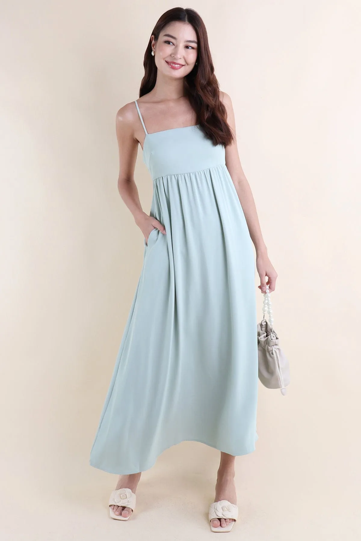 JENESIS MAXI DRESS IN MINT SAGE