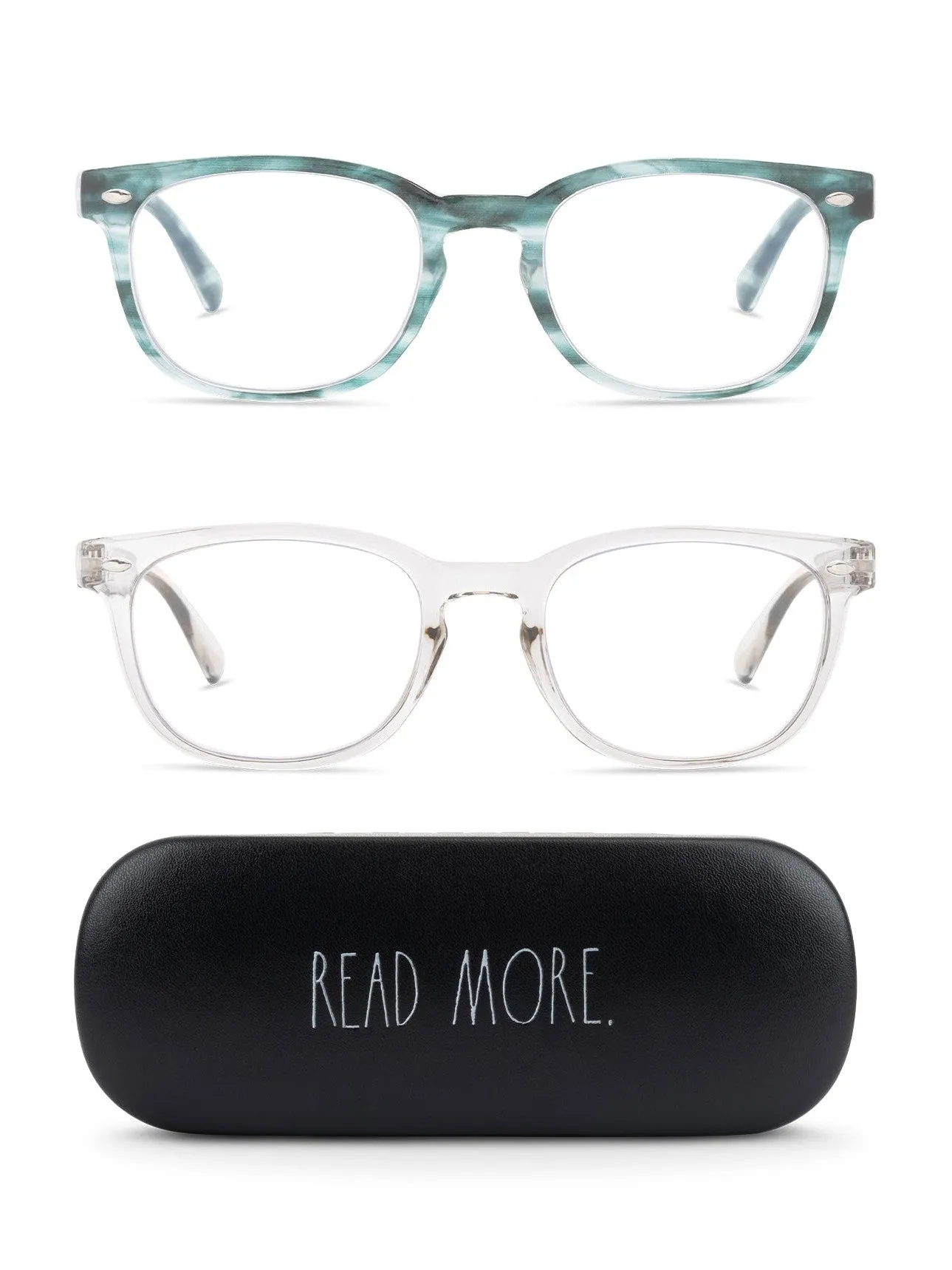 JUDY 2-Pack Blue Light Blocking Reading Glasses with "READ MORE" Signature Font Hard Case