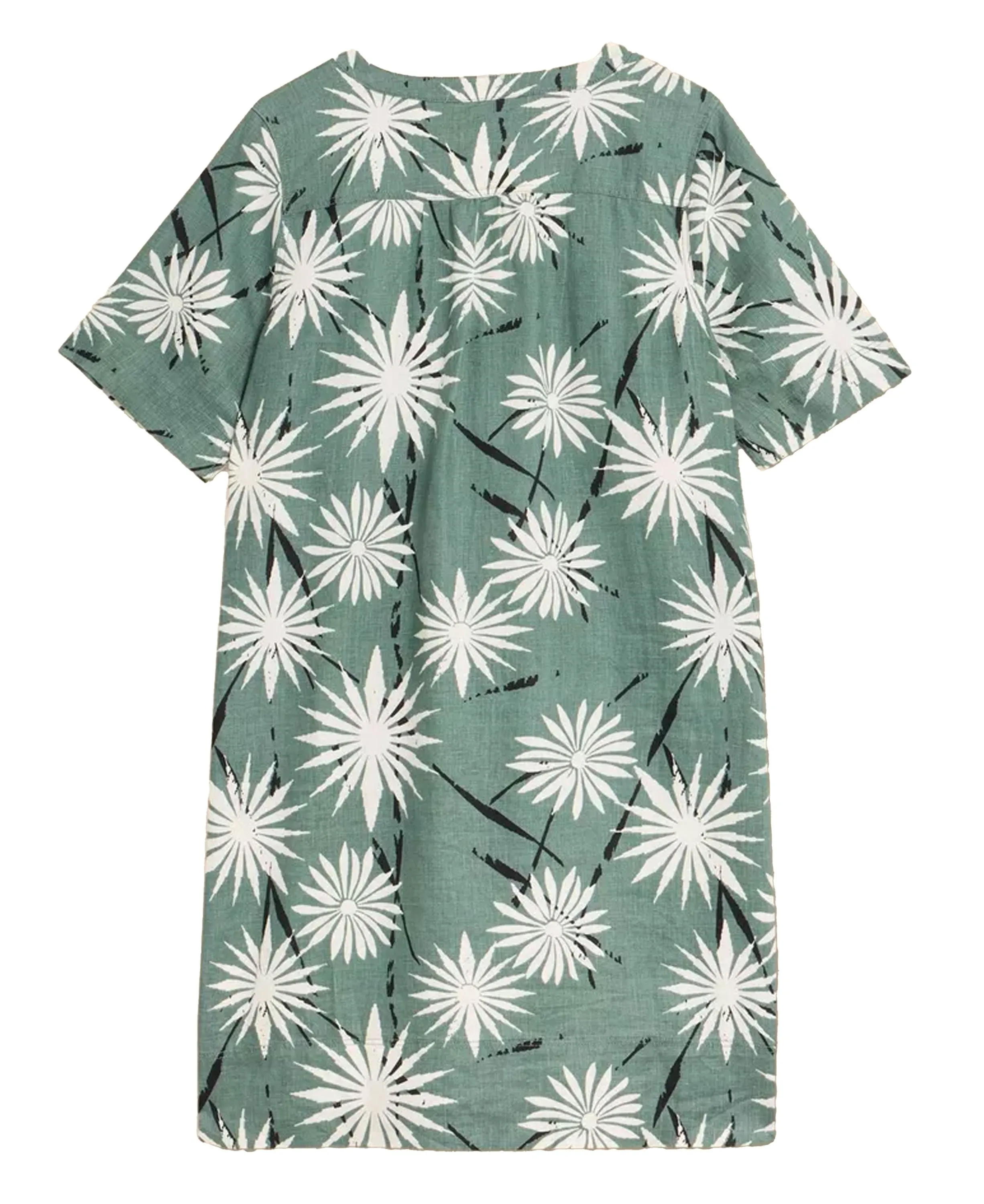 June Linen Shift Dress - Green Print