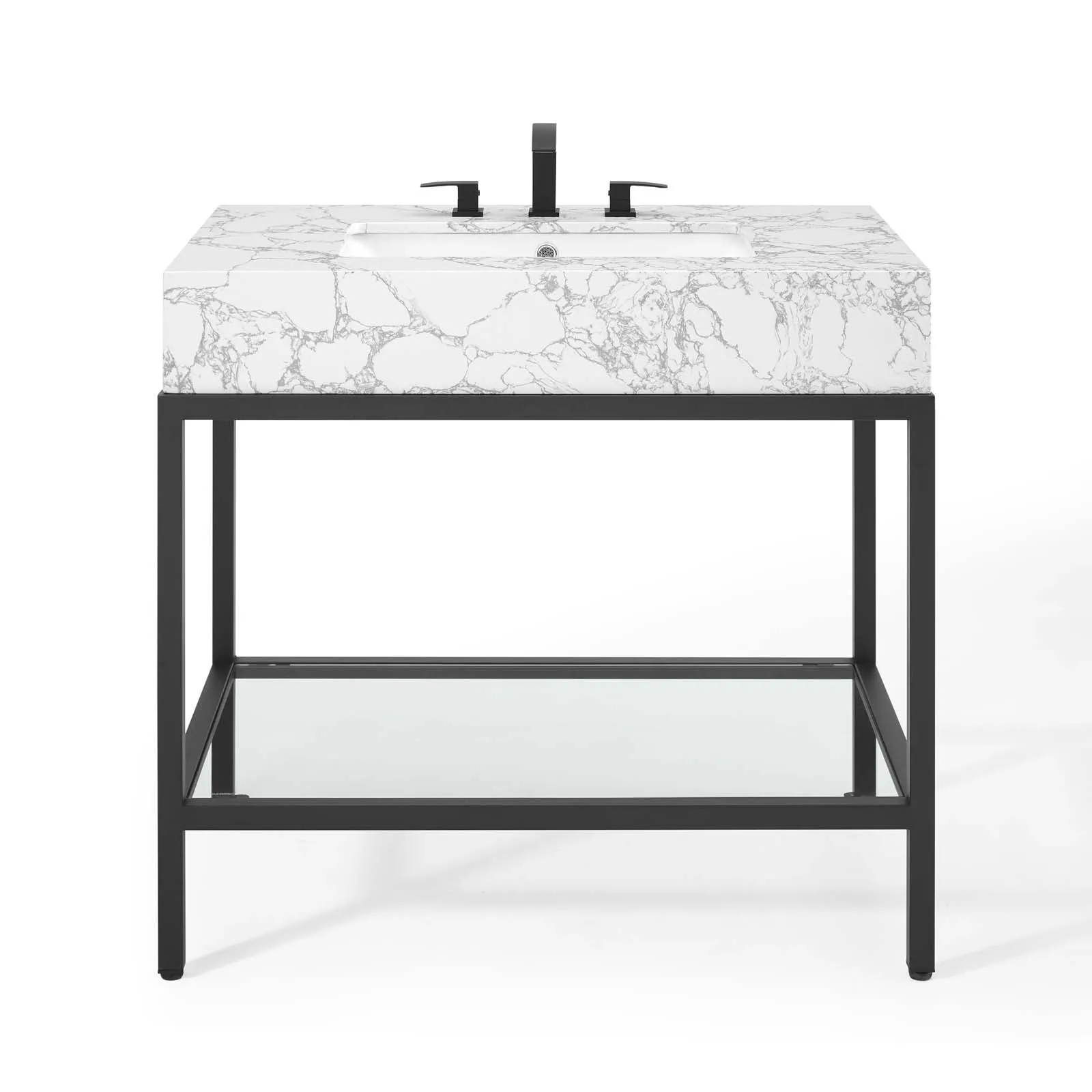 Kingsley 36" Black Stainless Steel Bathroom Vanity