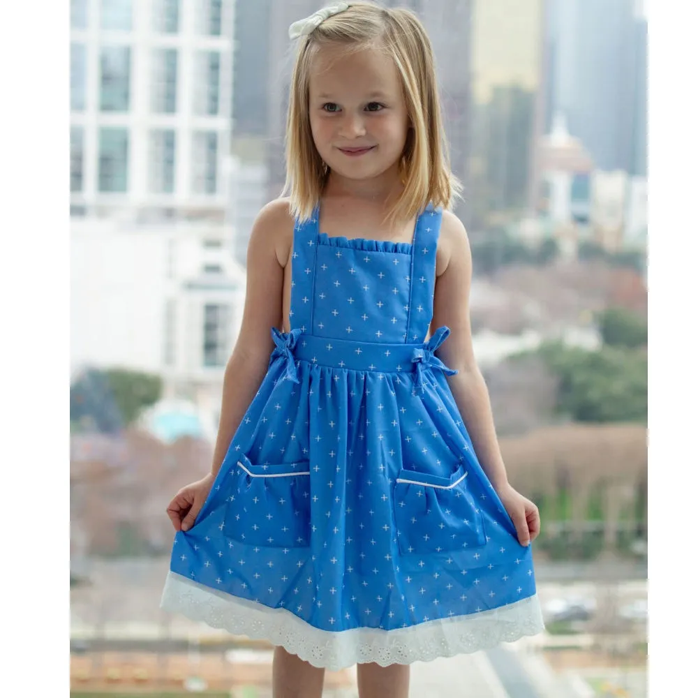 Lace Pinafore - French Blue