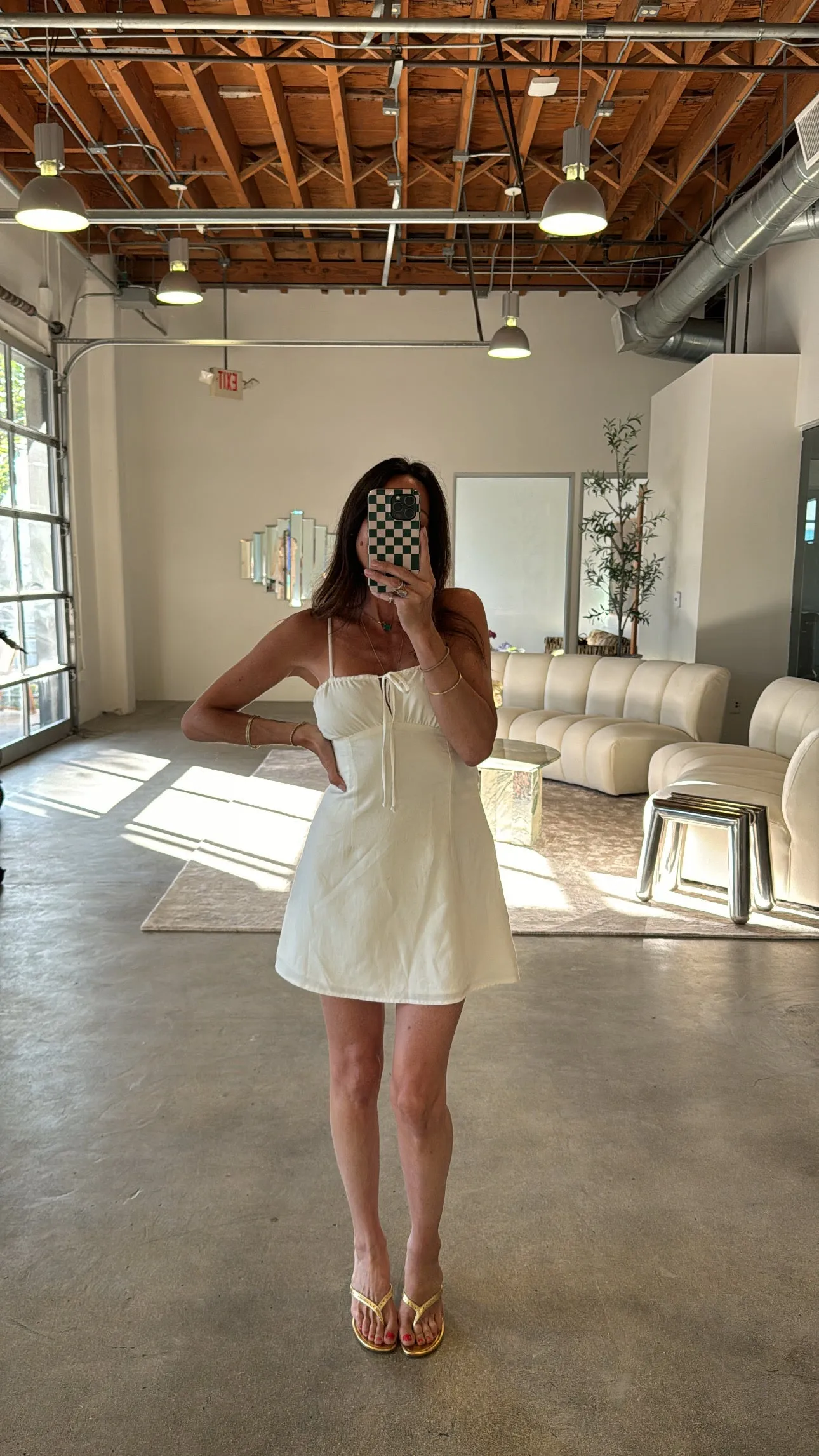 Lauren Mini Dress in White Linen