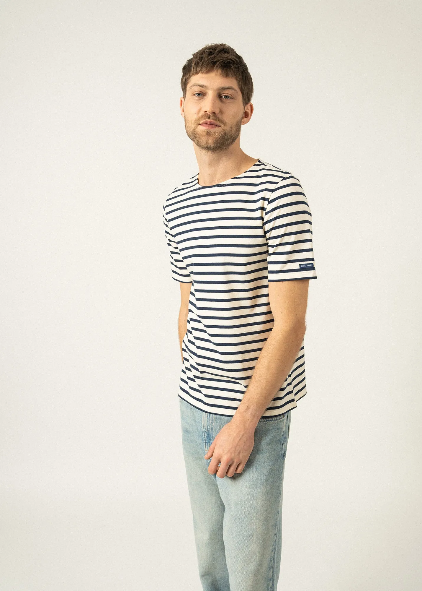 Levant short sleeve striped sailor shirt - regular fit, in light cotton (ECRU/MARINE)