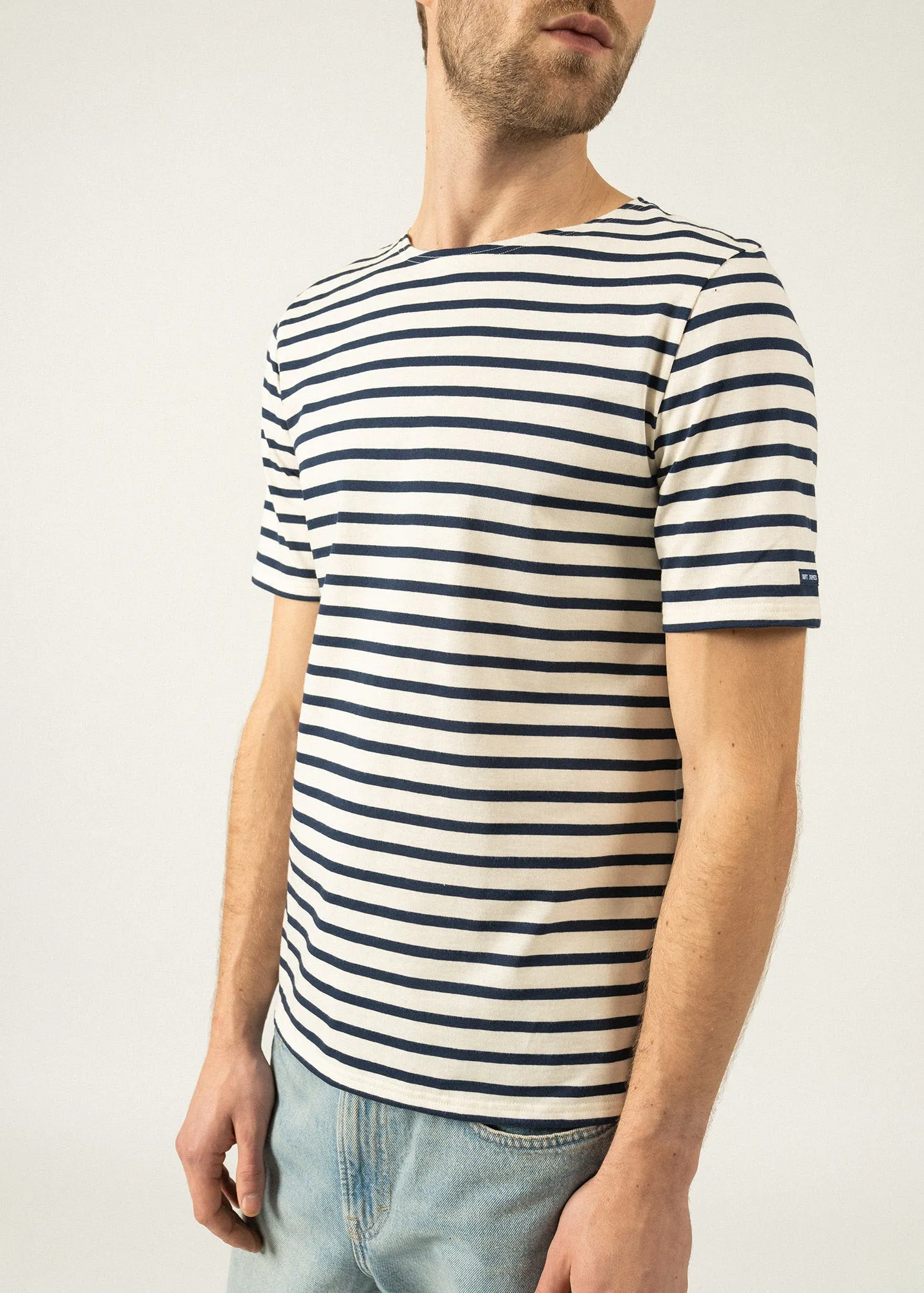 Levant short sleeve striped sailor shirt - regular fit, in light cotton (ECRU/MARINE)