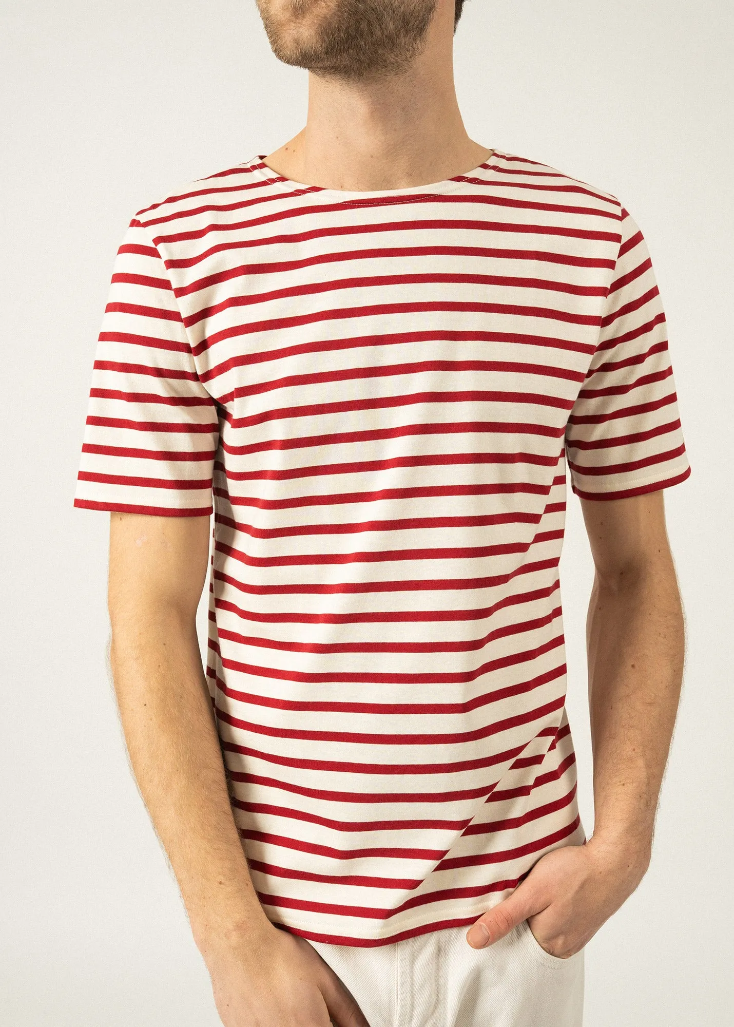 Levant short sleeve striped sailor shirt - regular fit, in light cotton (ECRU/PERSAN)