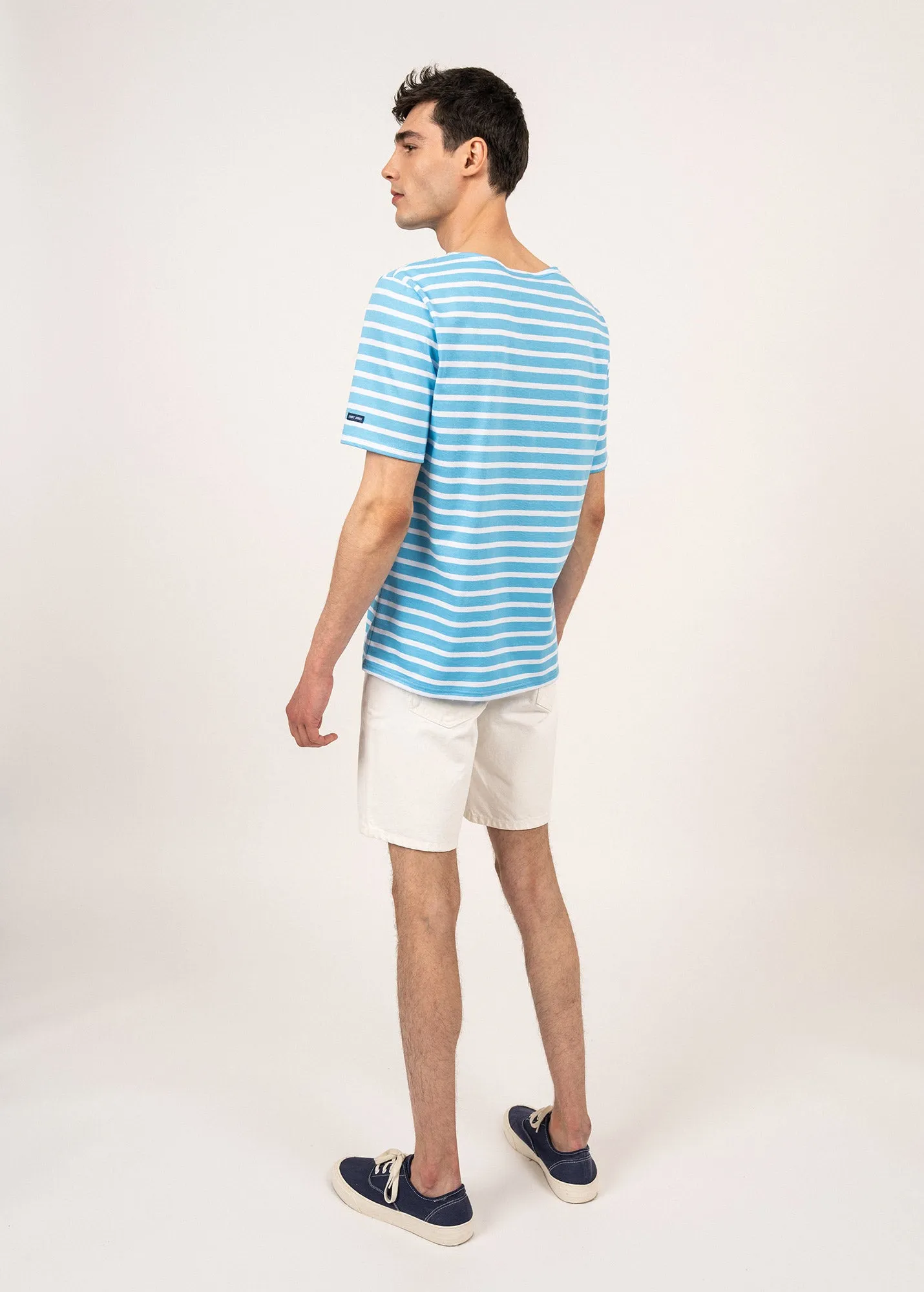 Levant short sleeve striped sailor shirt - regular fit, in light cotton (POEME/NEIGE)