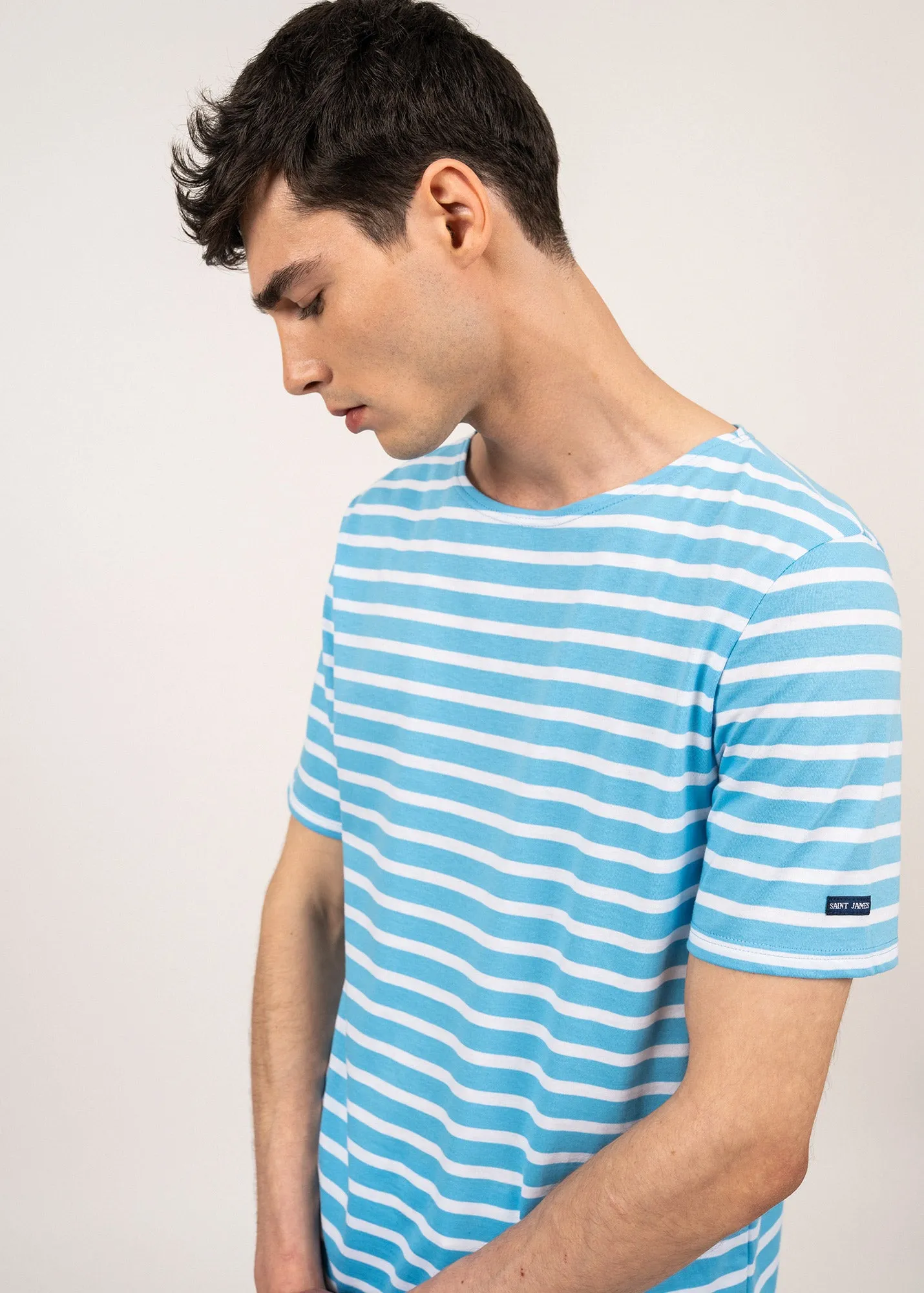 Levant short sleeve striped sailor shirt - regular fit, in light cotton (POEME/NEIGE)