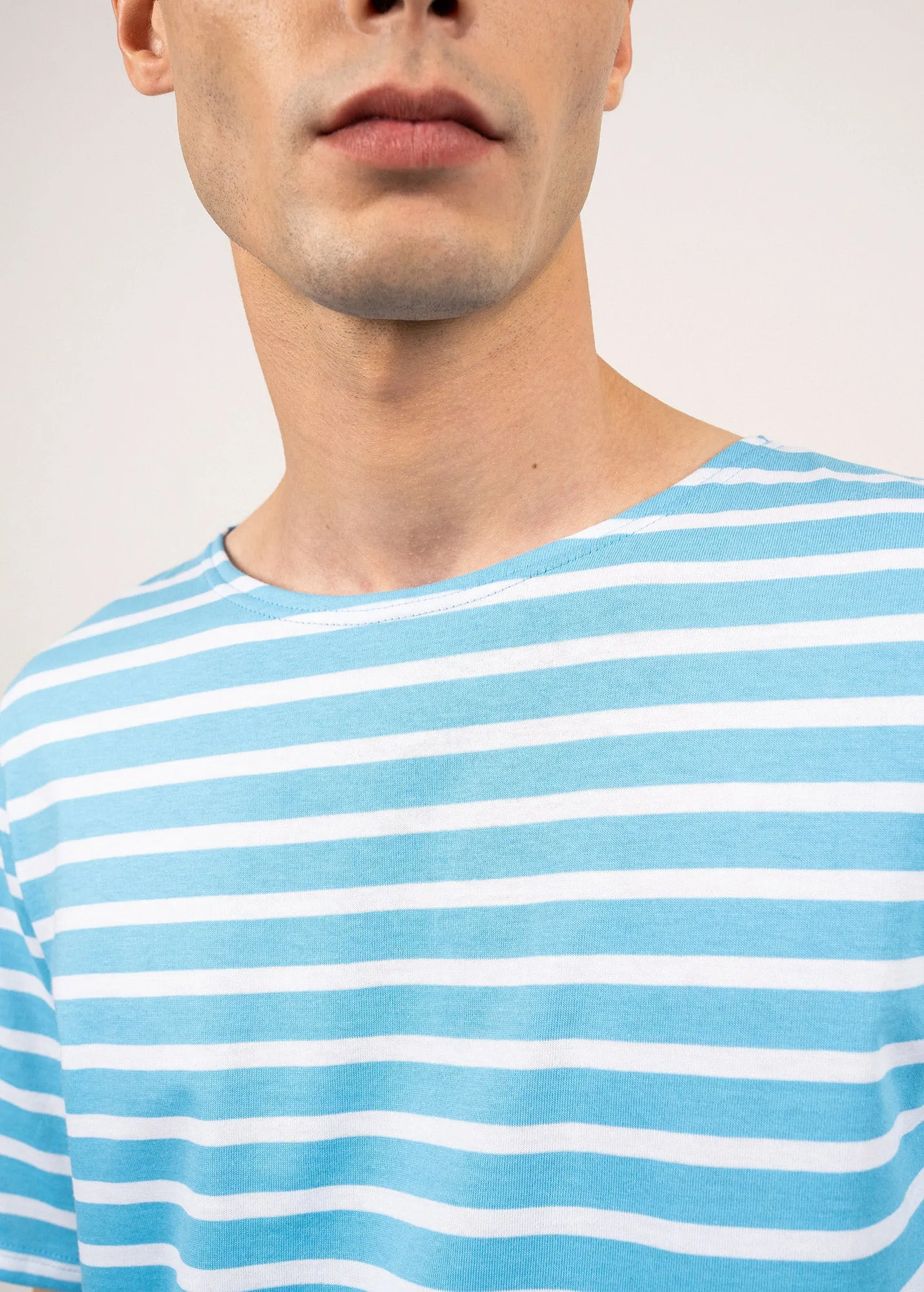 Levant short sleeve striped sailor shirt - regular fit, in light cotton (POEME/NEIGE)