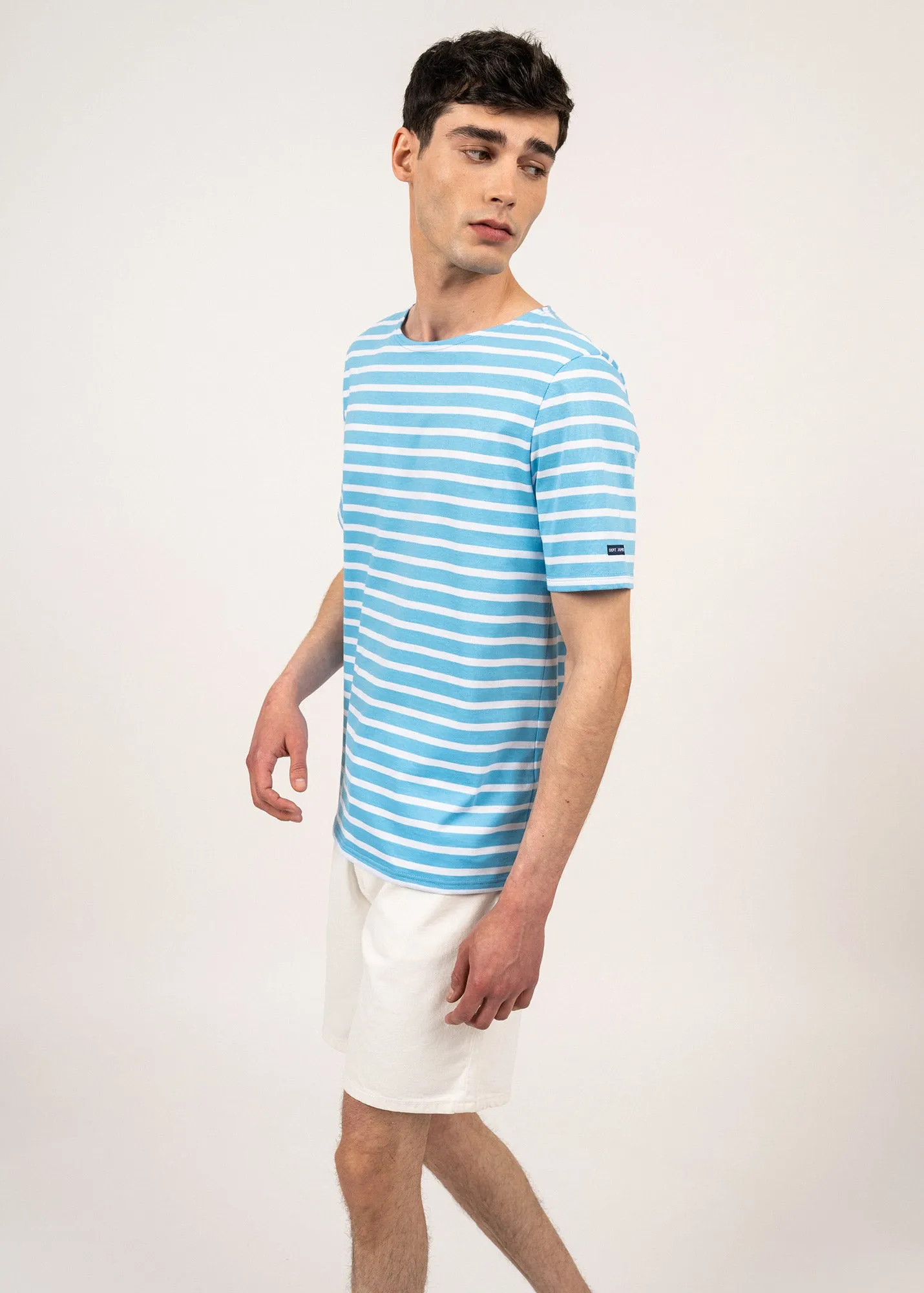 Levant short sleeve striped sailor shirt - regular fit, in light cotton (POEME/NEIGE)