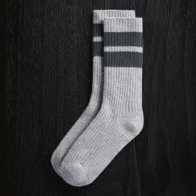 Long Chunky Cashmere Sock - Heather Grey/Canopy