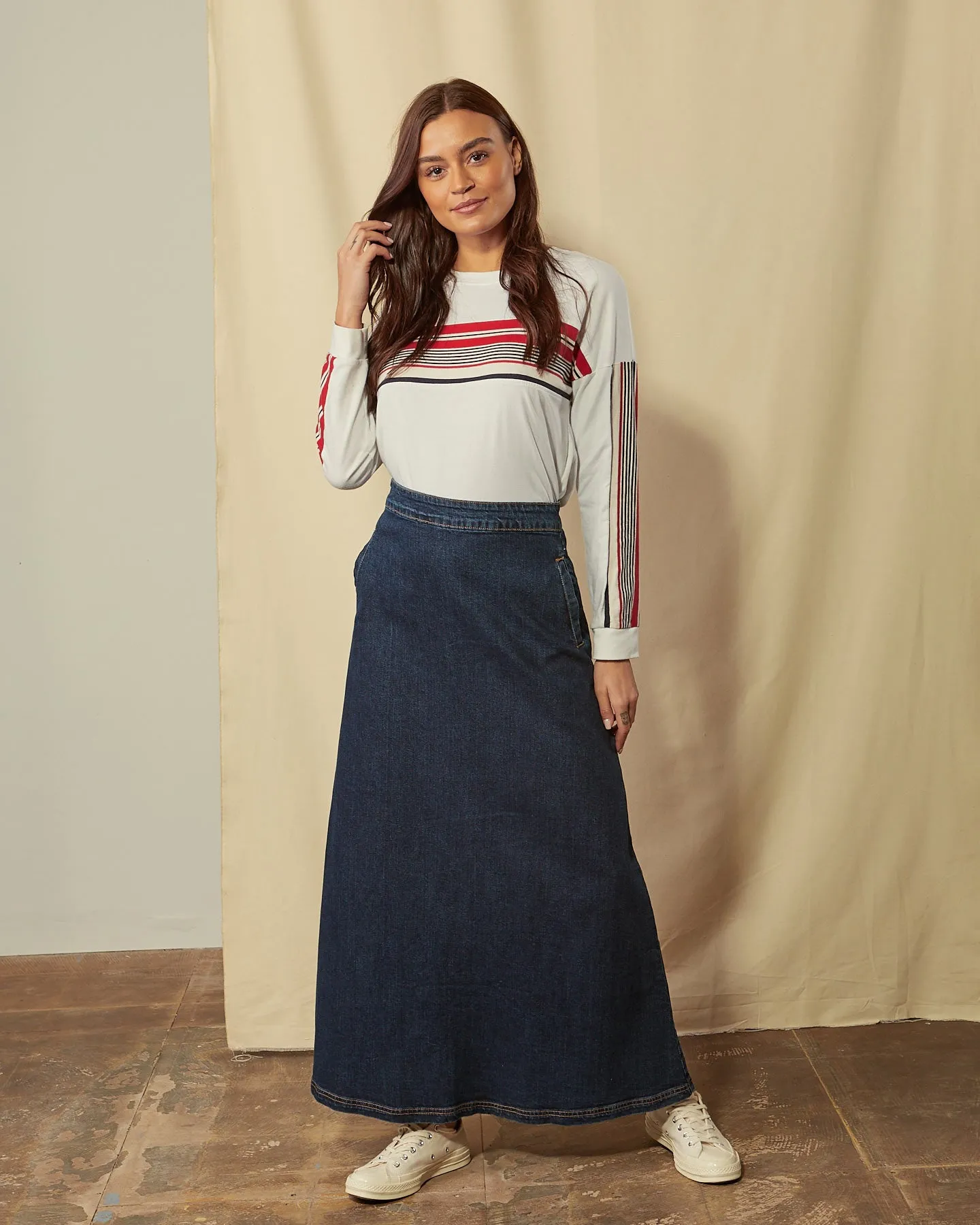 LOTTIE Long Denim Skirt - Darkwash