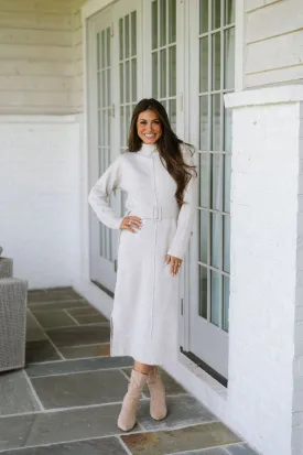 Melania Belted Sweater Dress-Oatmeal