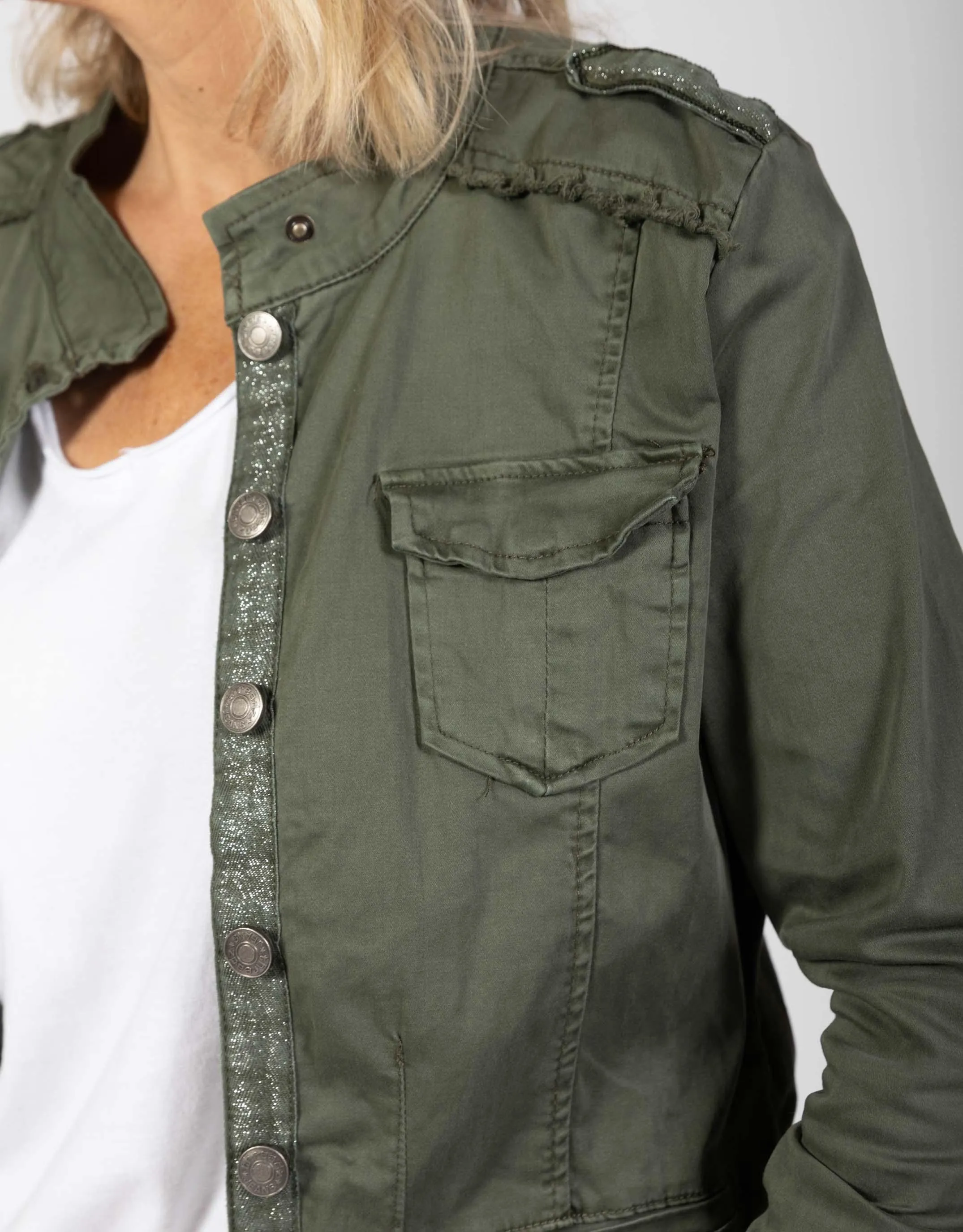 Military Denim Jacket - Khaki