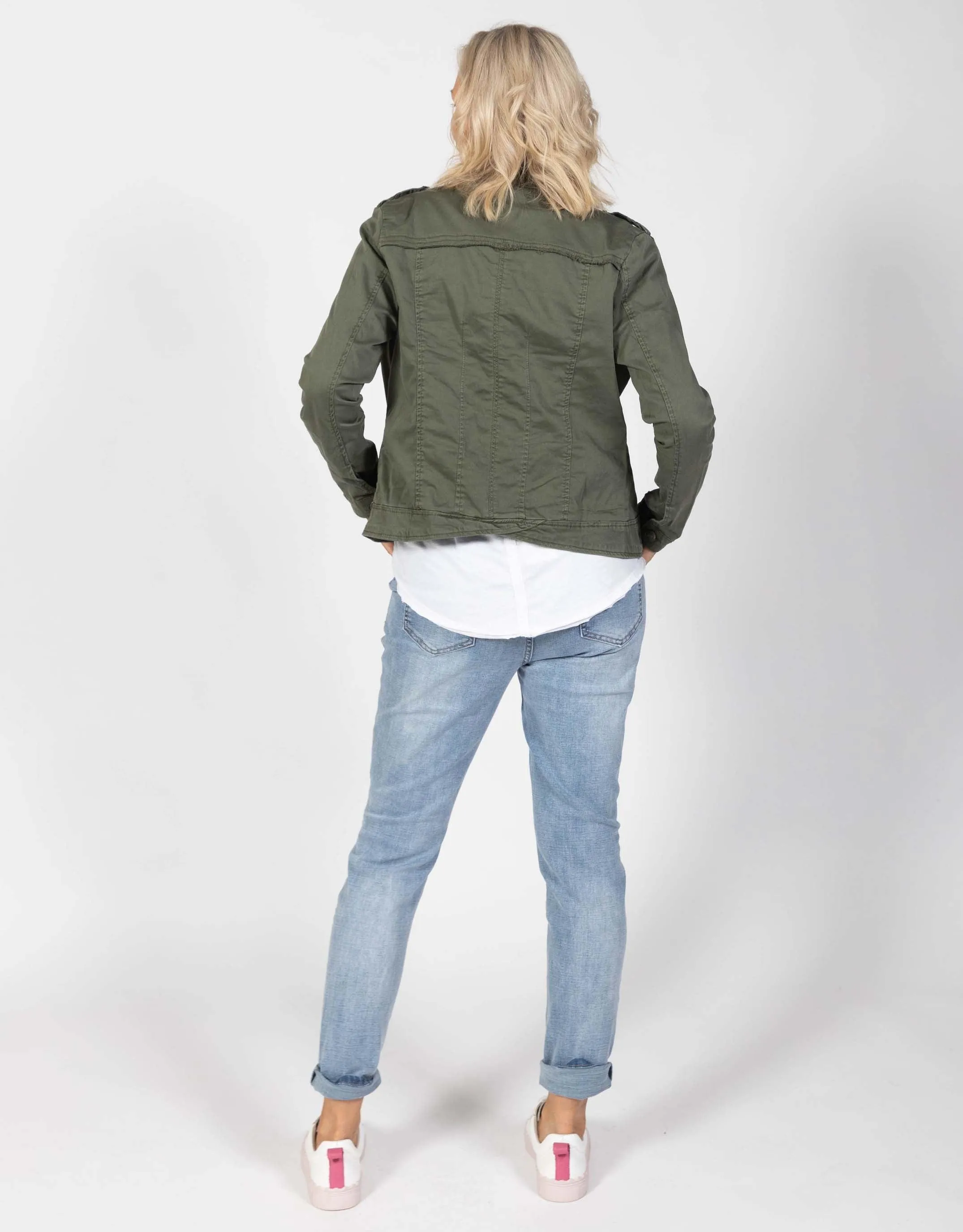 Military Denim Jacket - Khaki