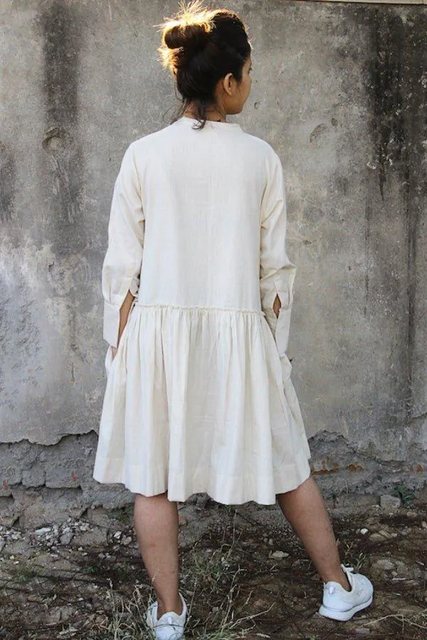 Off White Knee Length Tennis Dress