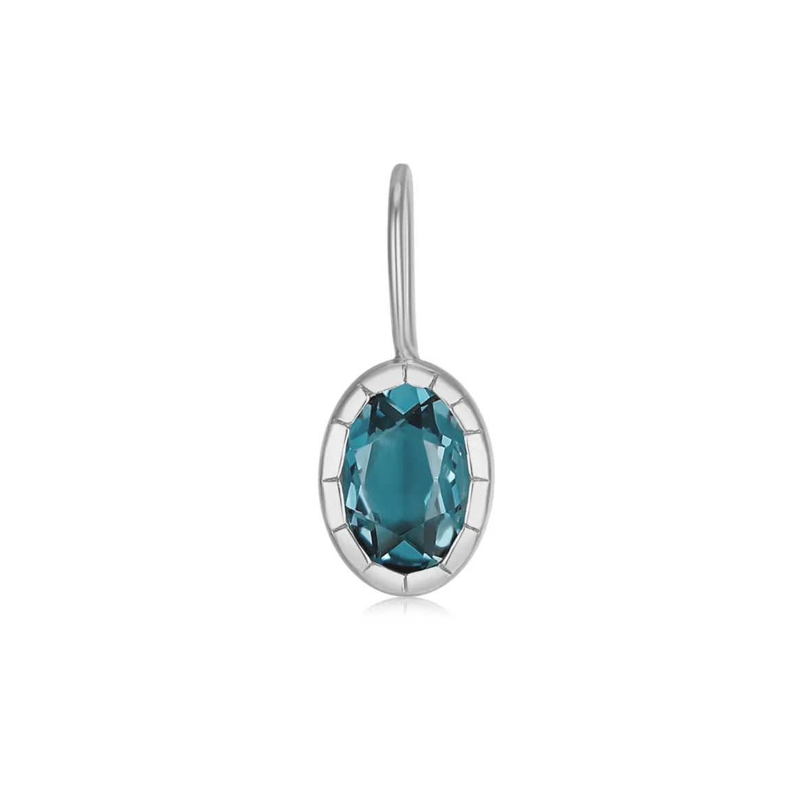 Oval Blue Topaz Silver Pendant