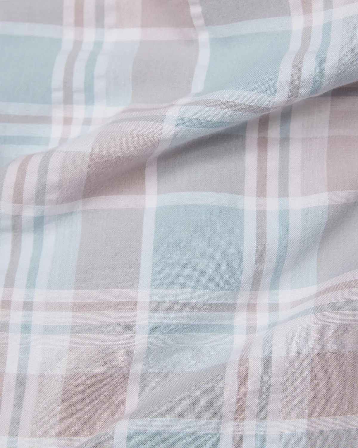 Pale Blue & Mauve Seersucker Checked Shirt