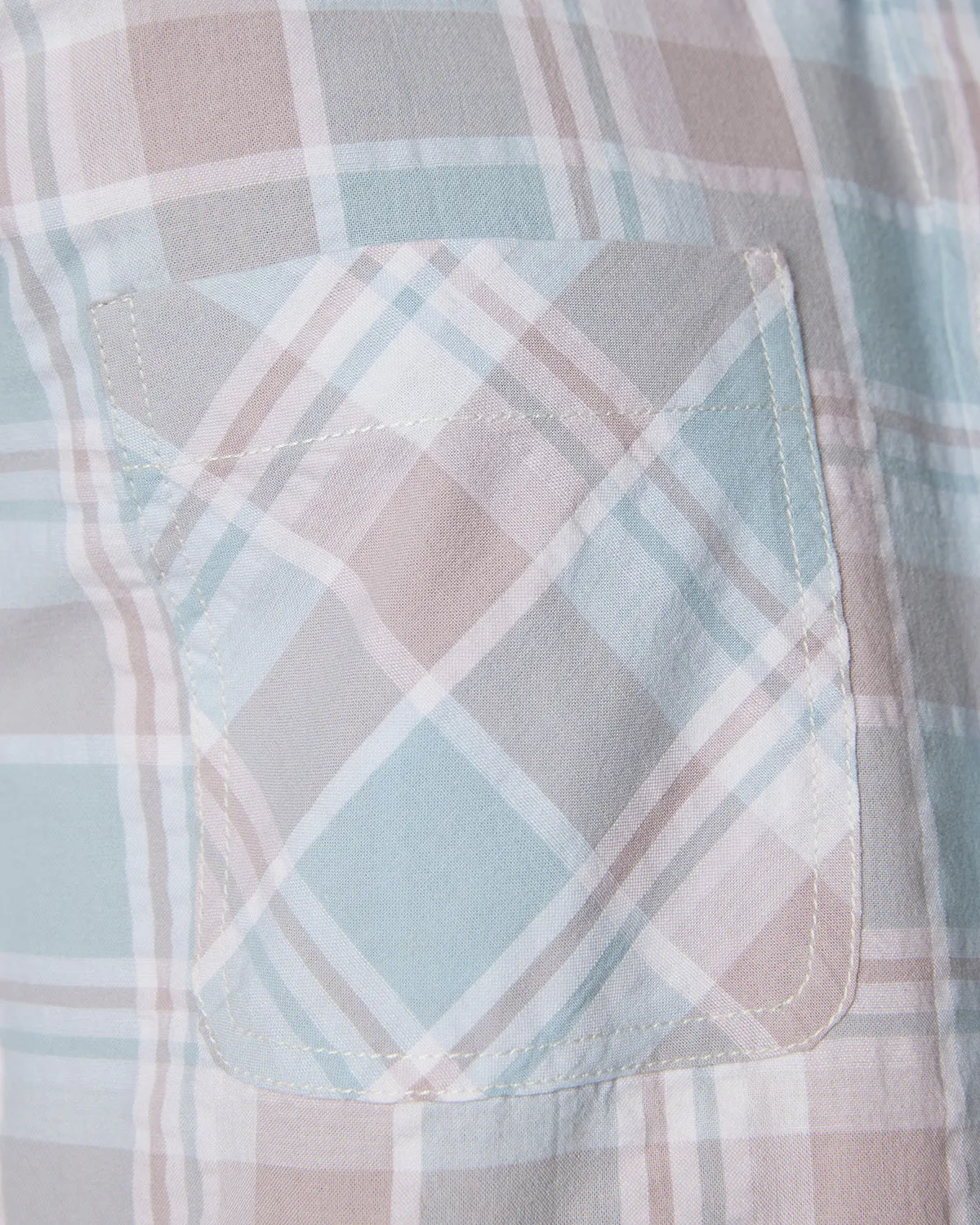 Pale Blue & Mauve Seersucker Checked Shirt