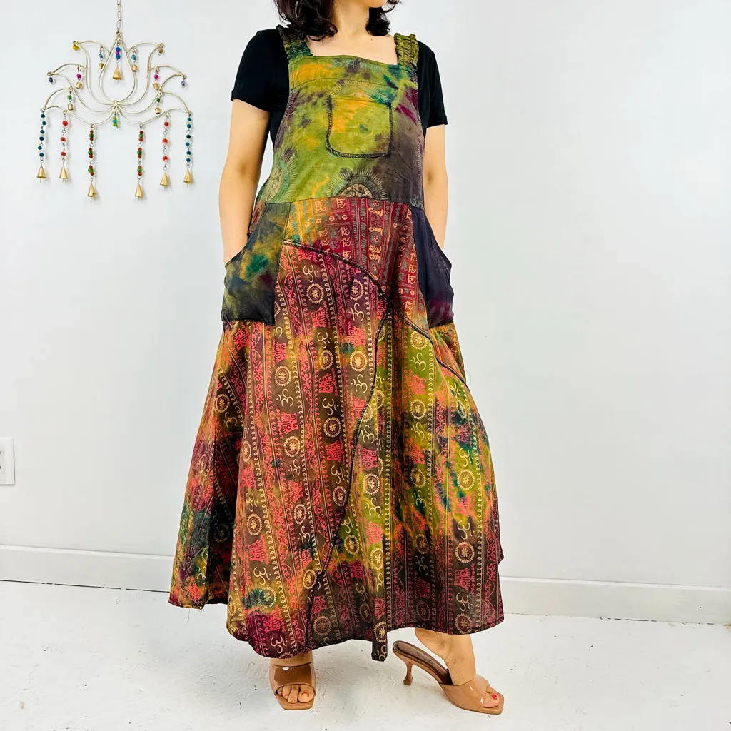 Patchwork Maxi Dress with Pockets