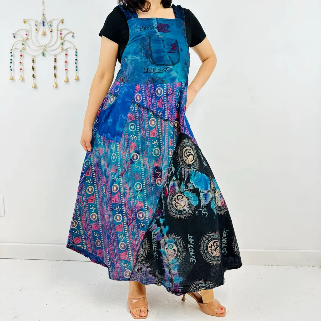 Patchwork Maxi Dress with Pockets