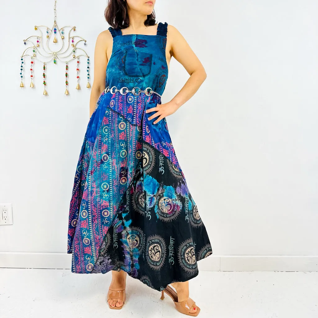 Patchwork Maxi Dress with Pockets