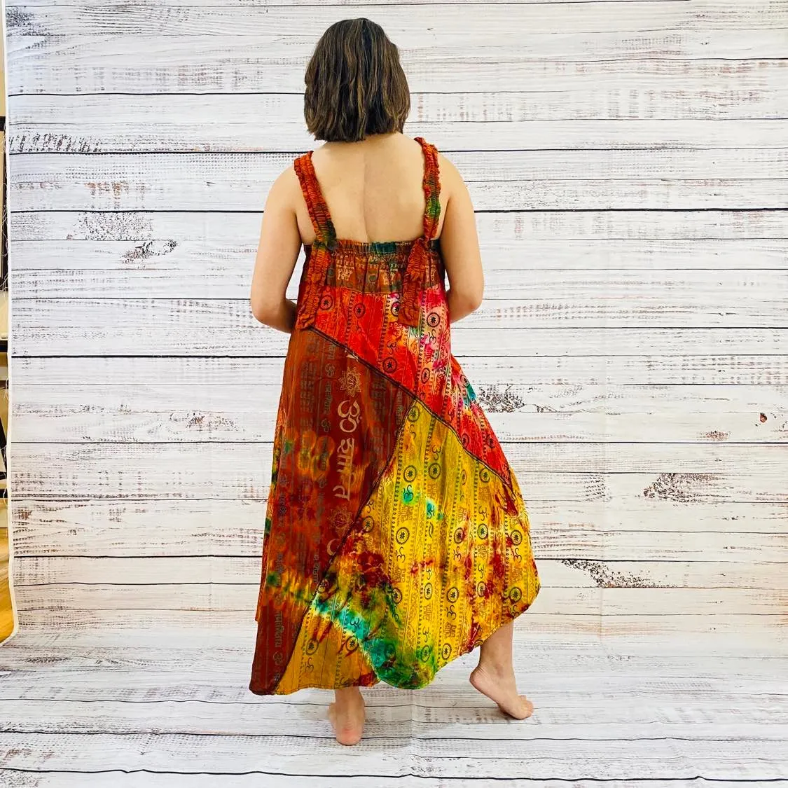 Patchwork Maxi Dress with Pockets