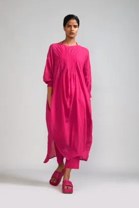 Pink Smocked Cowl Tunic