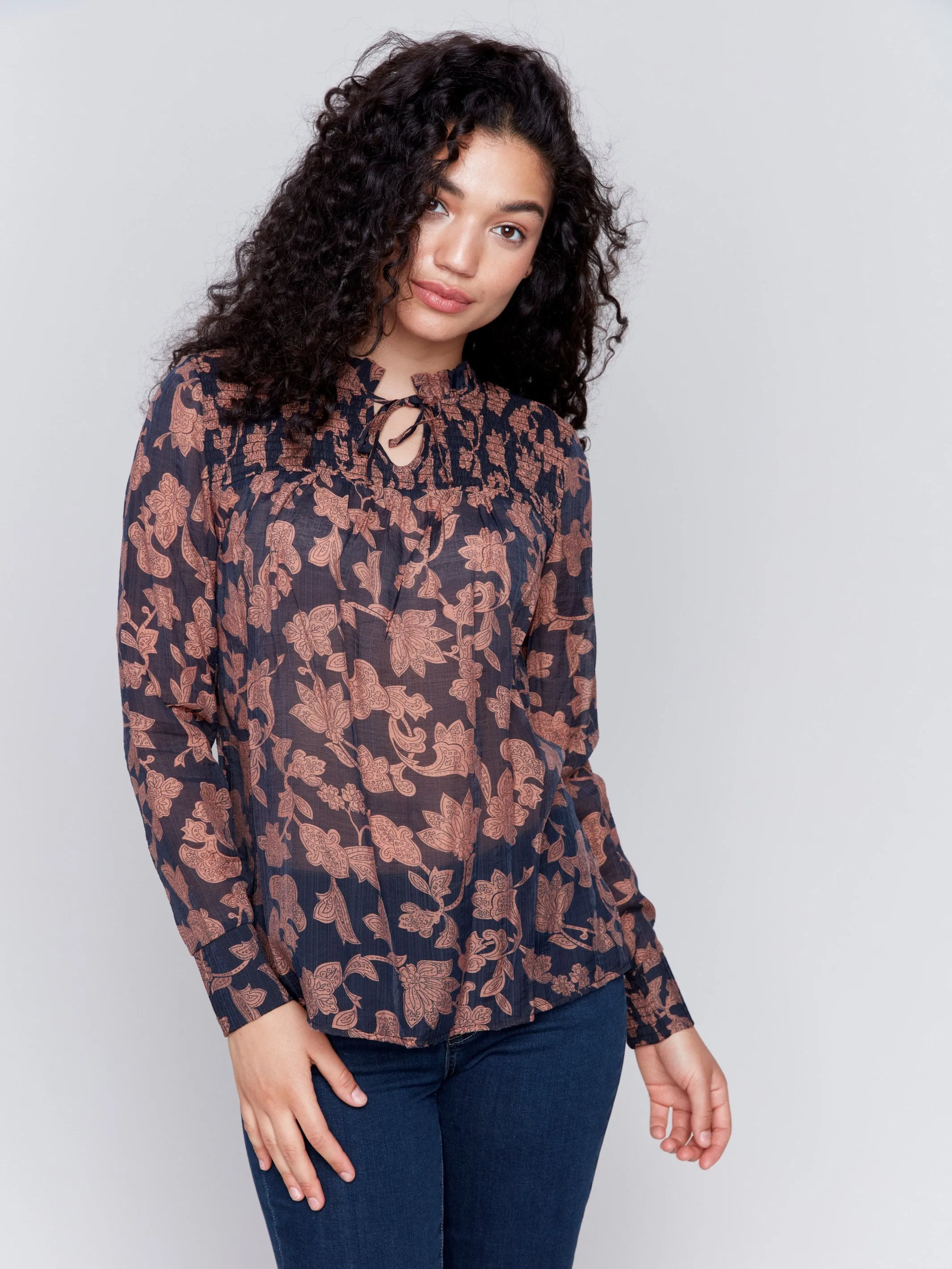 Printed Voile Blouse - Rococo